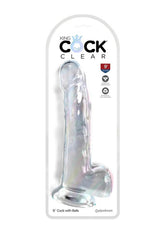King Cock Clear Dildo with Balls 9in